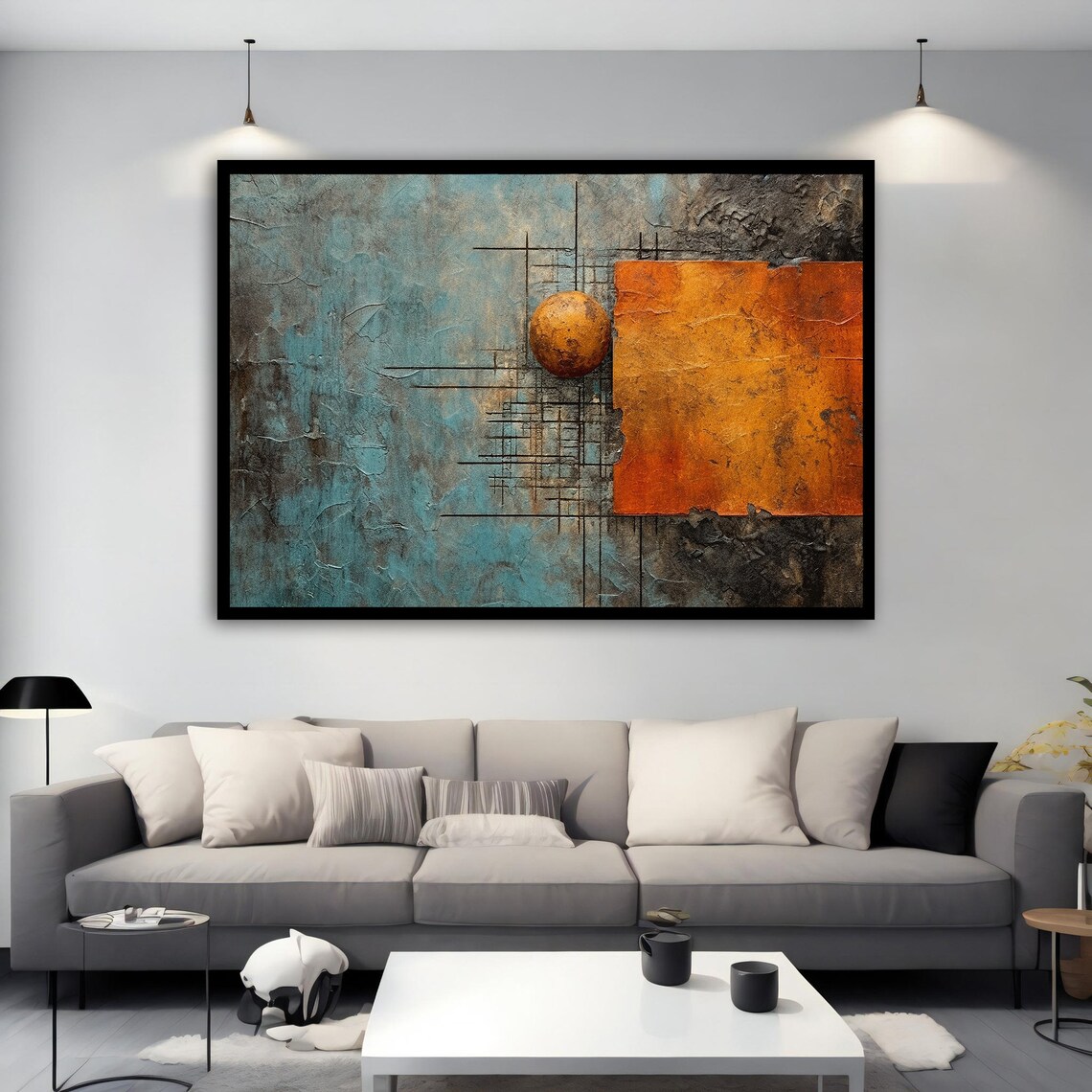Orange And Blue Abstract Print Abstract Art Orange And Blue Abstract Wall Art Modern Abstract Blue Wall Decor - Image 3
