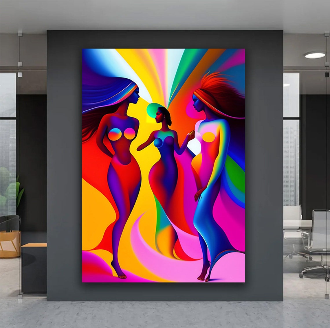 Colorful Dancing Women Rainbow Figures Joyful Modern Art Poster - Image 2