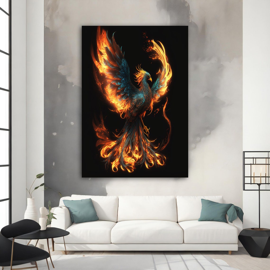 Phoenix Rising from Flames Fire Bird Mythical Fantasy Wall Art - Image 4