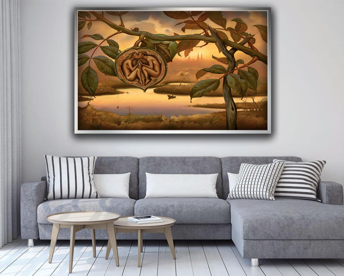 Vladimir Kush Walnut Of Eden Surreal Couple Golden Autumn Poster - Image 2