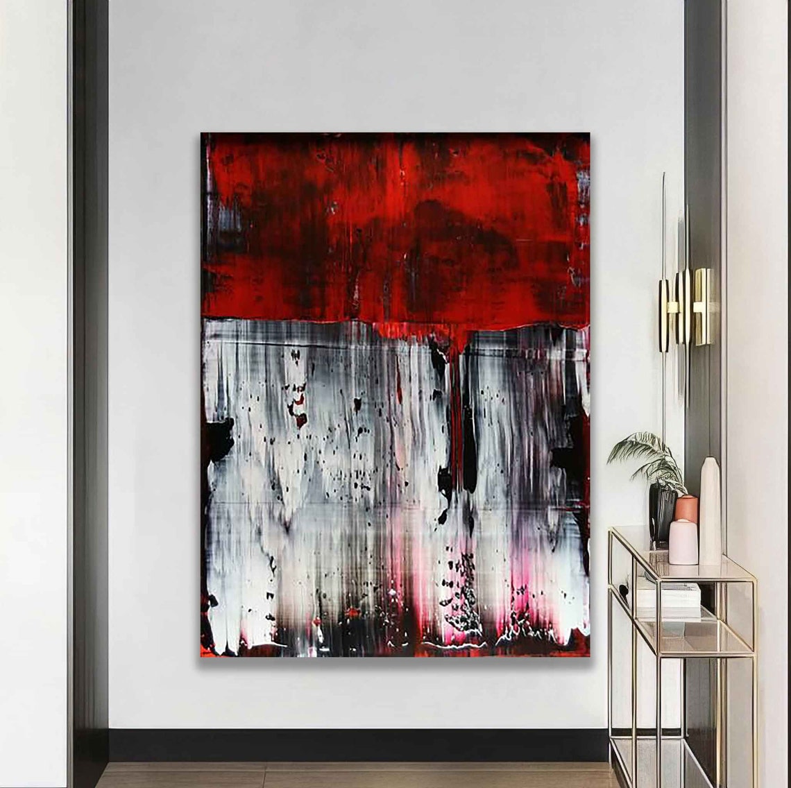 Red and Gray Abstract Color Field Modern Minimalist Wall Art Poster - Image 5