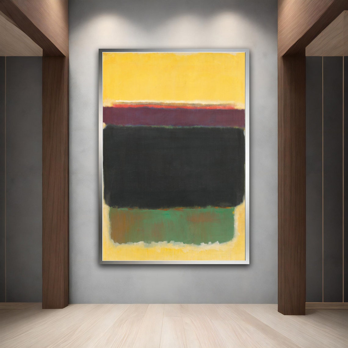 Yellow Black Green Color Field Abstract Bold Modern Wall Art Poster - Image 2