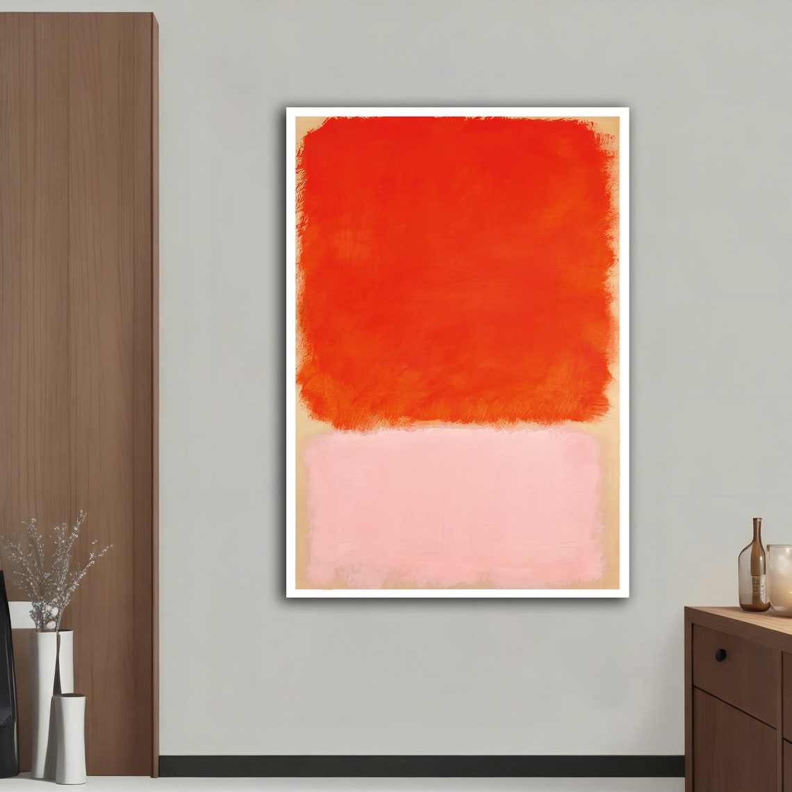 Rothko Style Orange Pink Color Field Abstract Wall Art Poster