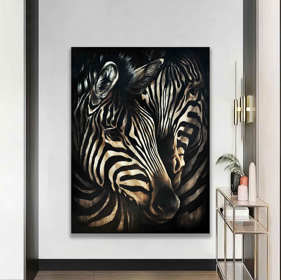 Zebra Close Up Black White Striped Portrait Dramatic Wildlife Art Poster - Image 4