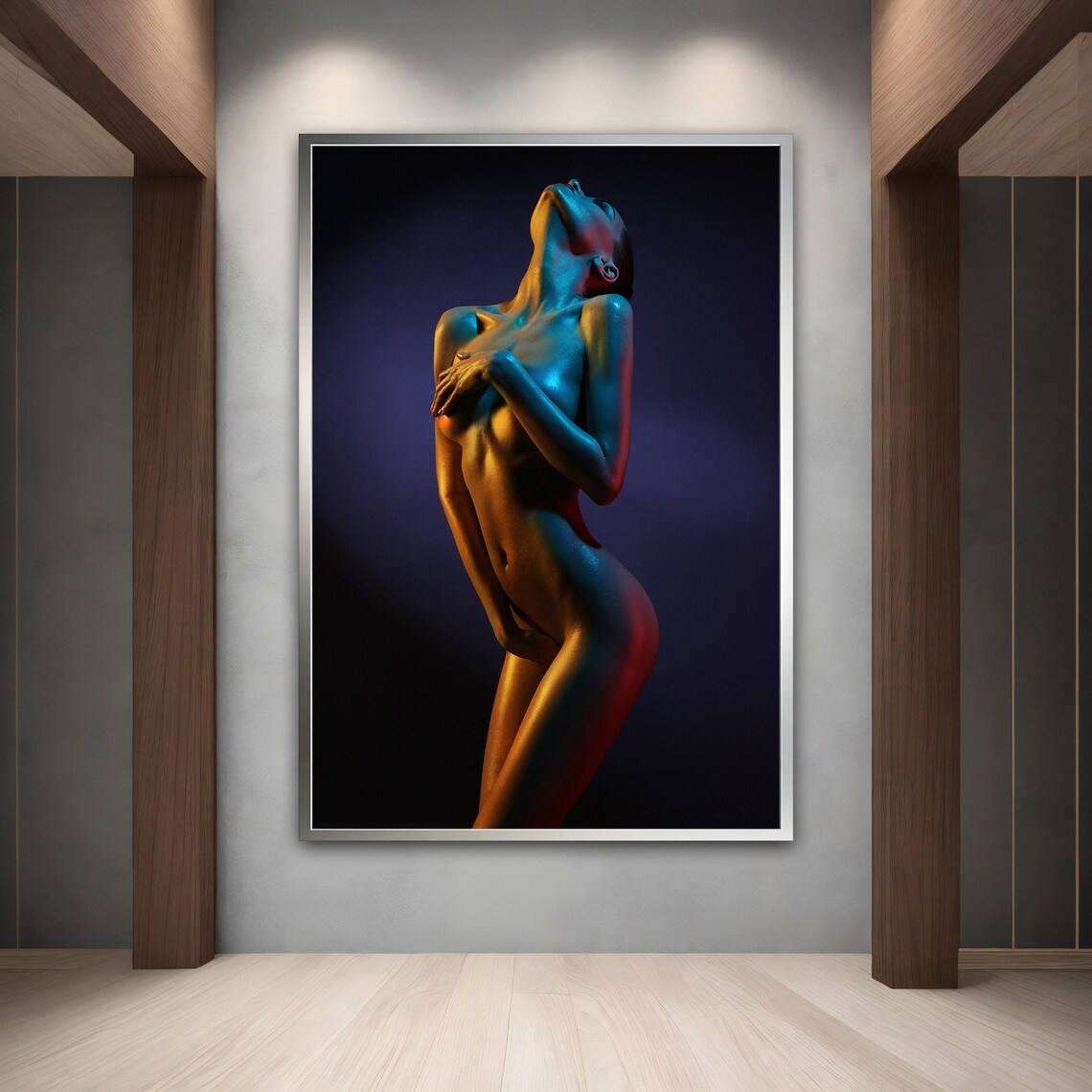 Neon Lit Female Figure Bodypaint Art Photography Print Poster - Image 4