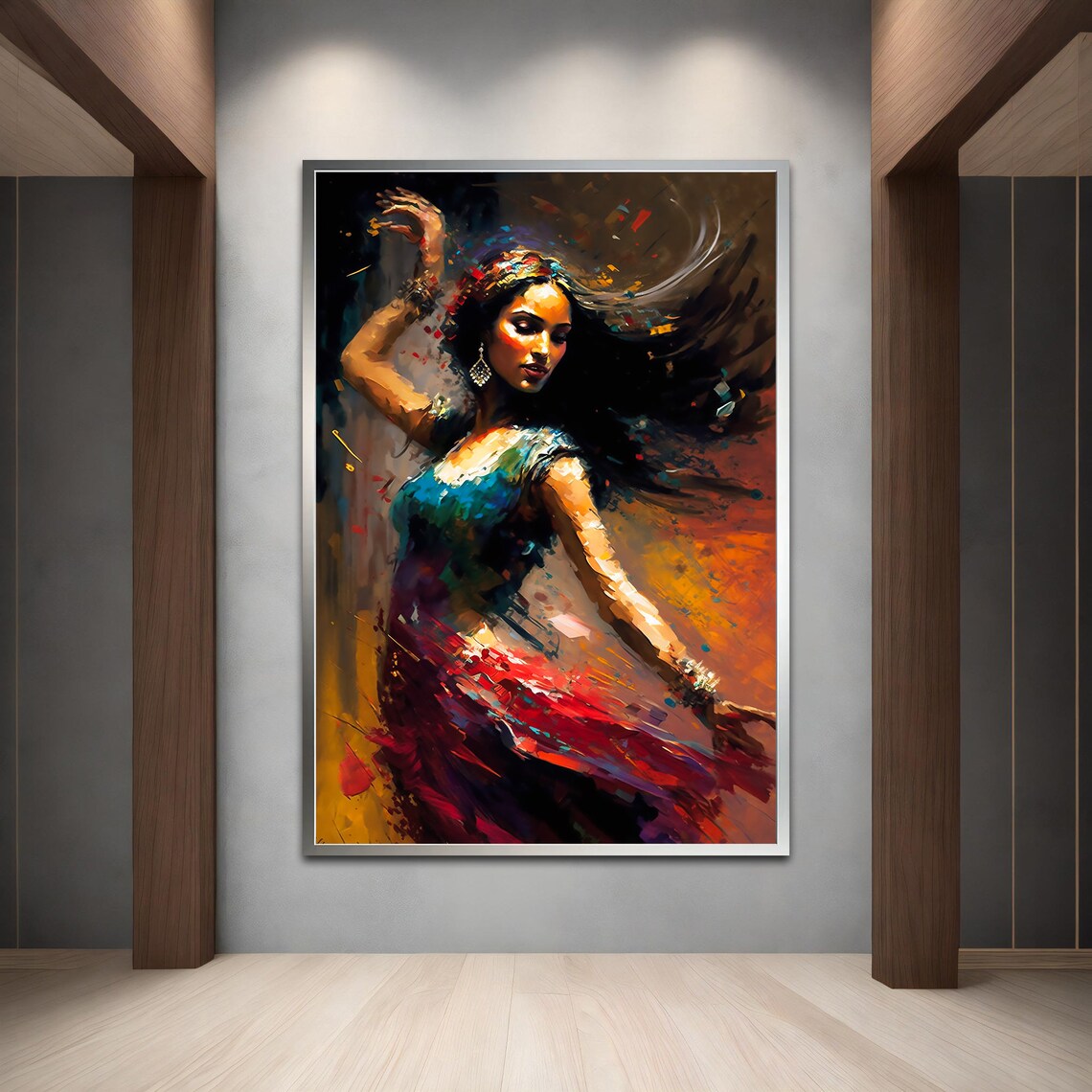 Flamenco Dancer Red Skirt Swirling Hair Expressive Dance Art Print - Image 3