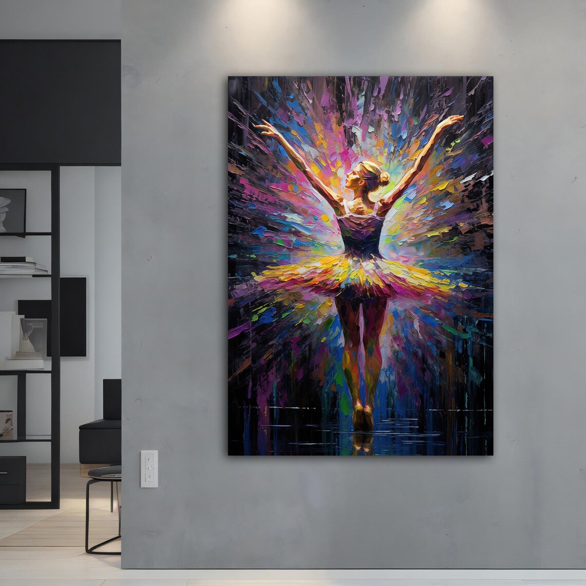 Ballerina Arms Raised Colorful Impasto Dance Painting Wall Art Print - Image 4