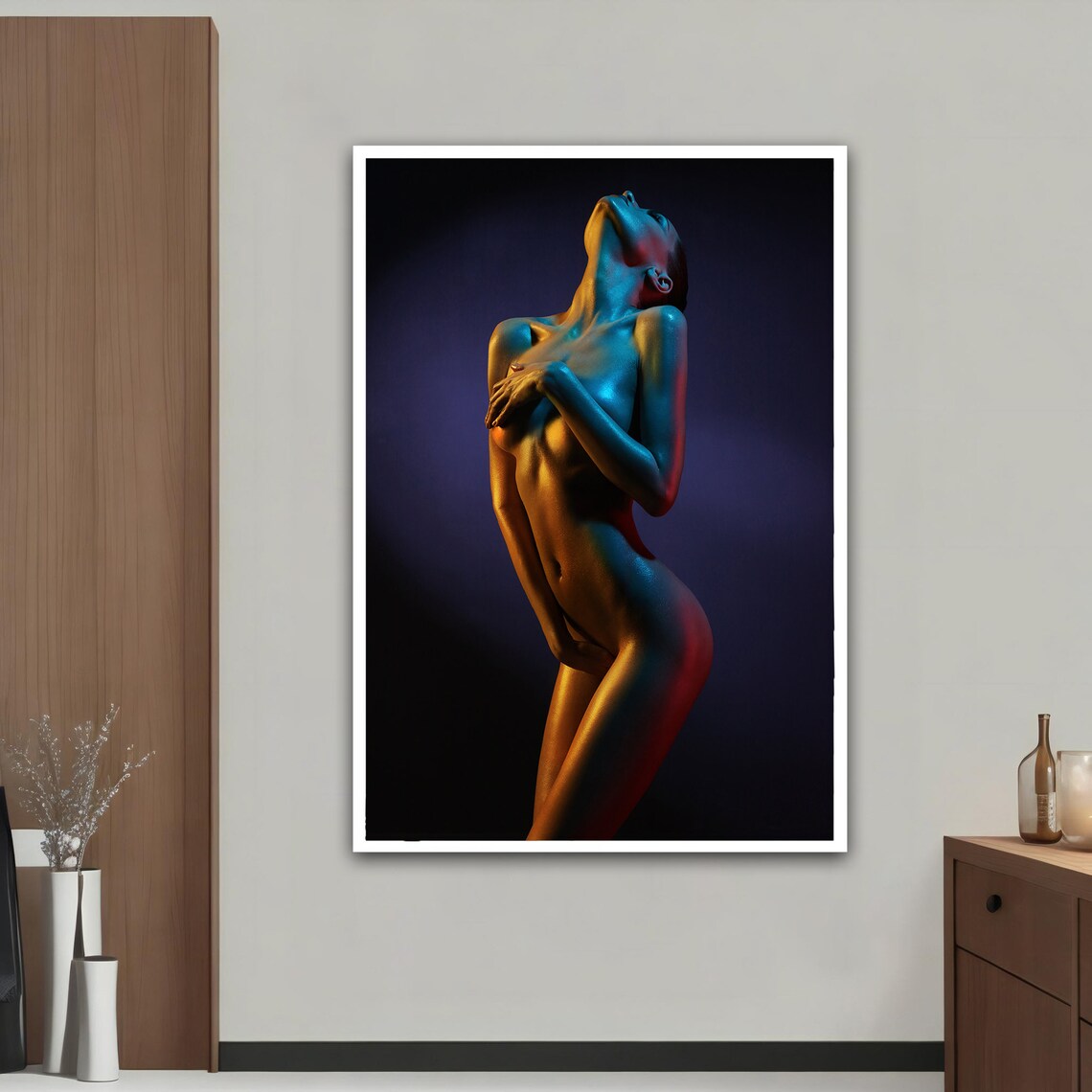 Neon Lit Female Figure Bodypaint Art Photography Print Poster - Image 3