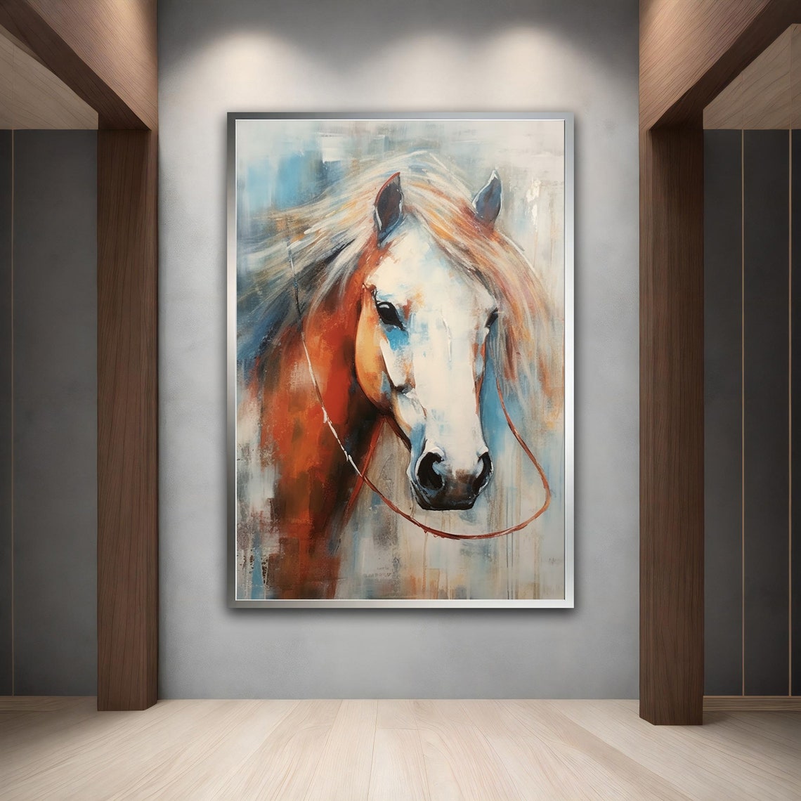 Chestnut Horse Portrait Painterly Equine Head Wall Art Poster - Image 3