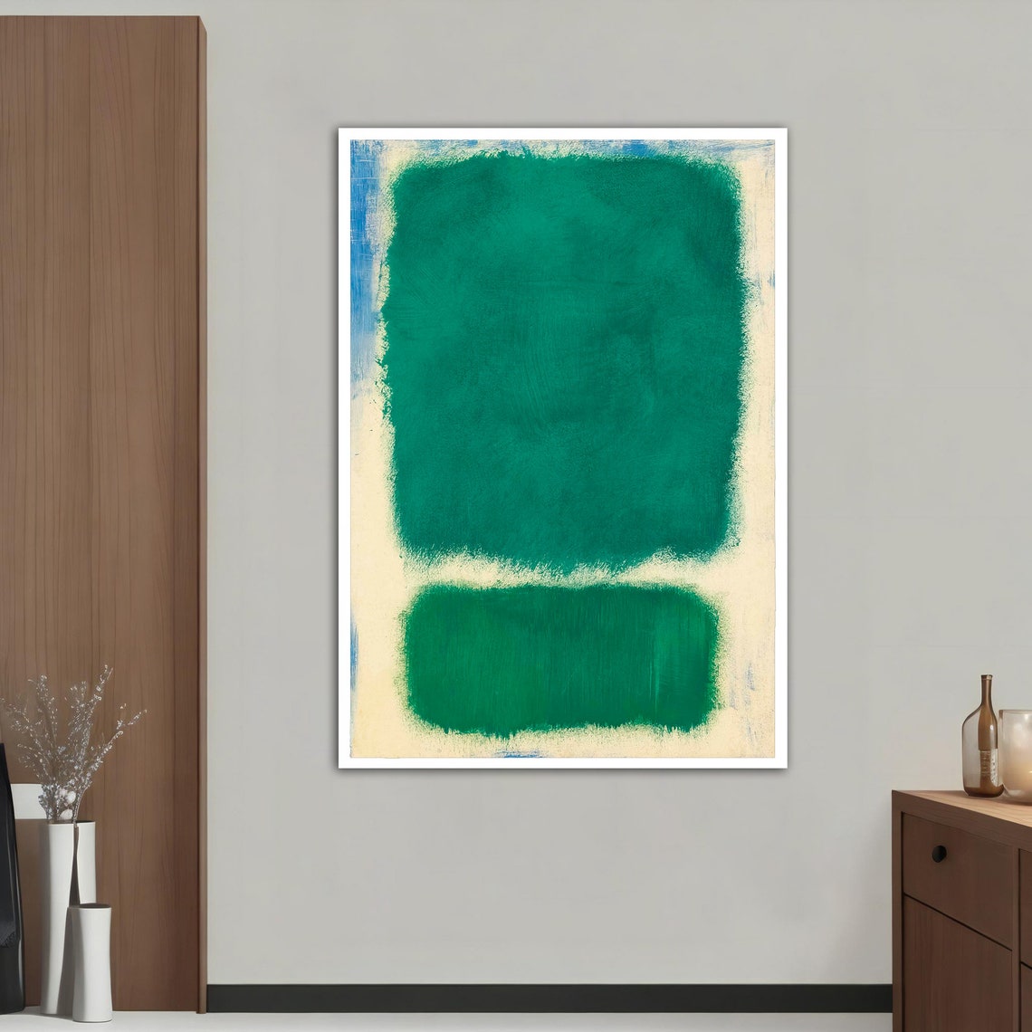 Rothko Style Emerald Green Cream Color Field Abstract Wall Art Print - Image 5