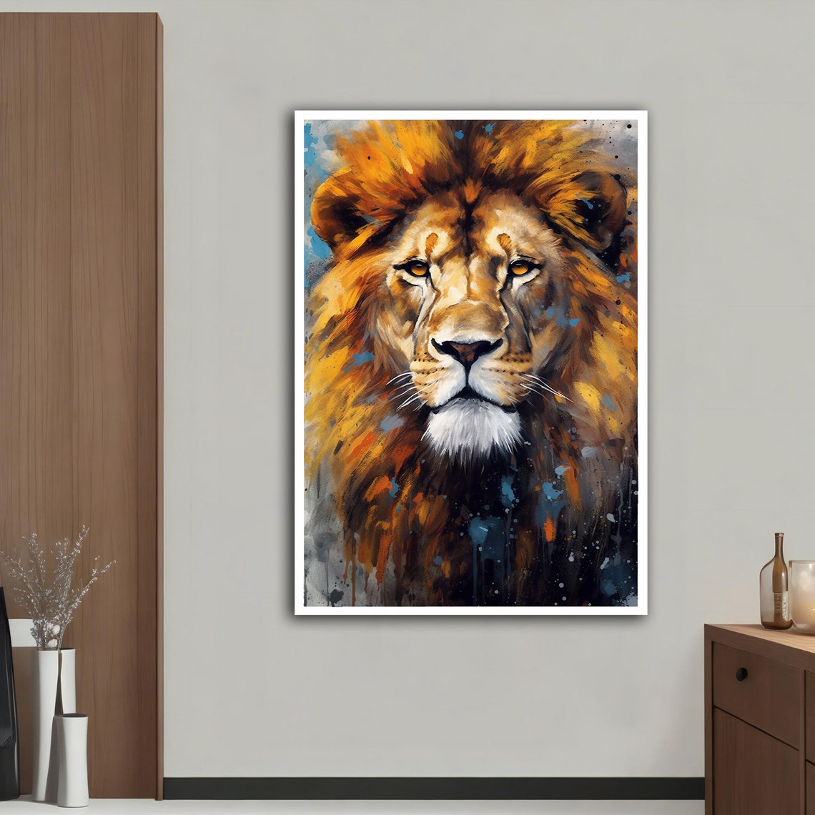 Colorful Lion Head Portrait Abstract Painted Wildlife Wall Art Poster - Image 2
