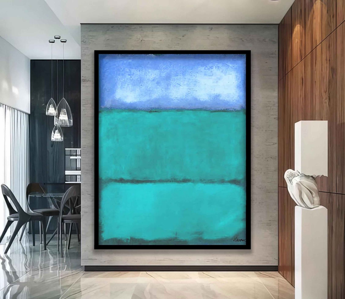 Blue Turquoise Color Field Abstract Serene Minimalist Wall Art Poster - Image 3