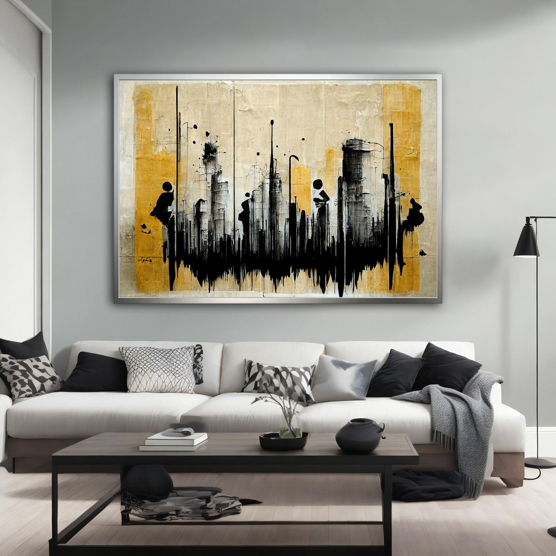 Abstract Black Graffiti Strokes Gold Beige Textured Modern Art Poster - Image 5