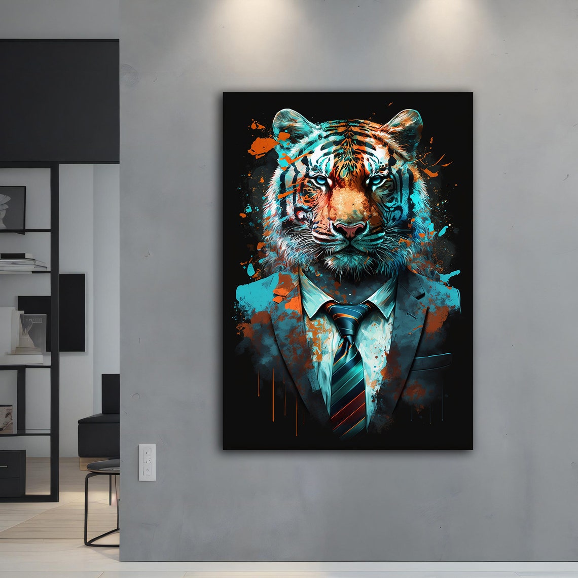Tiger In Suit Tie Funny Business Animal Portrait Wall Art Poster - Image 5