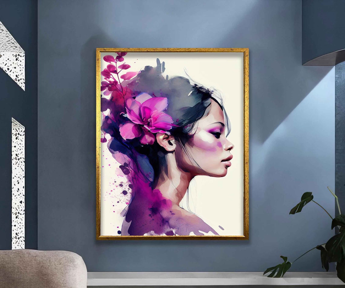 Abstract Purple Woman Wall Art Colorful Modern Woman Print Colorful Abstract Woman Painting Modern Woman Wall Decor - Image 3
