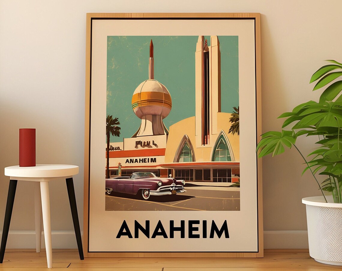 Anaheim Vintage Travel Poster, California Art Print
