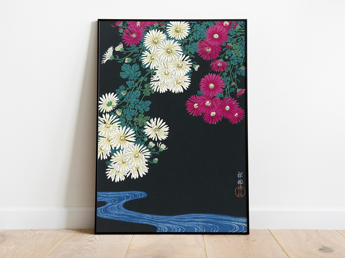 Ohara Koson Chrysanthemums Japanese Art Print