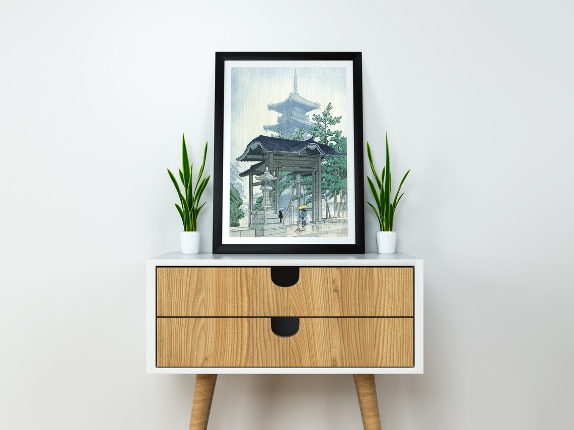 Hasui Kawase Zensetsu Temple Vintage Travel Poster - Image 2