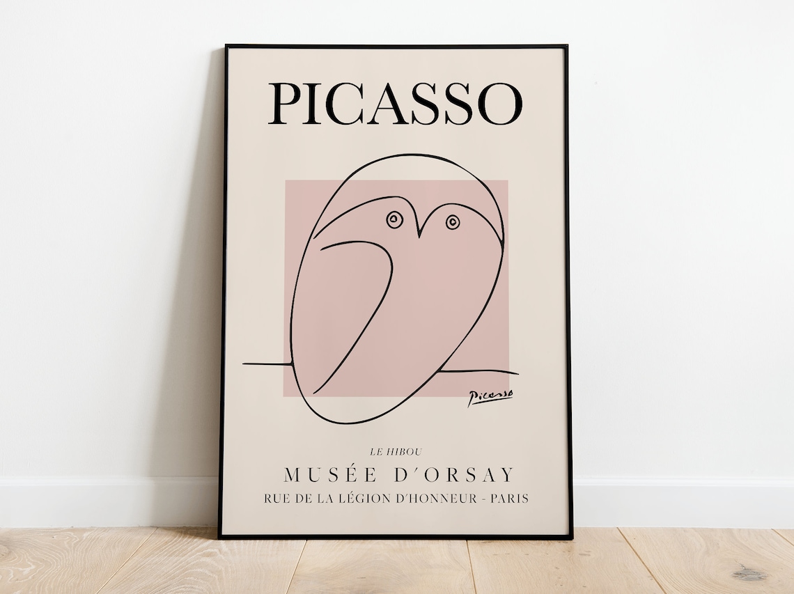 Picasso The Owl Exhibition Vintage Line Art Poster