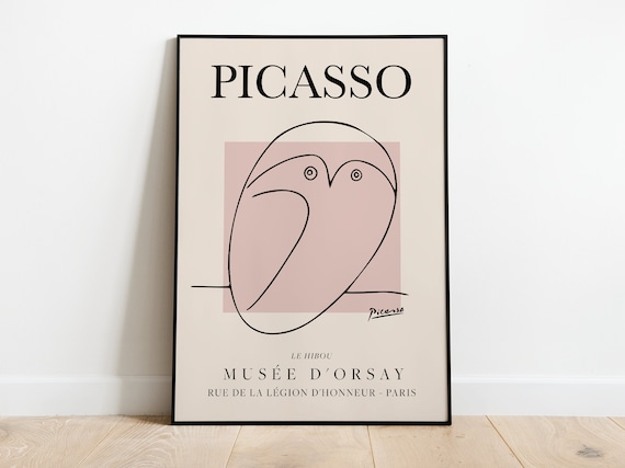 Picasso The Owl Exhibition Vintage Line Art Poster