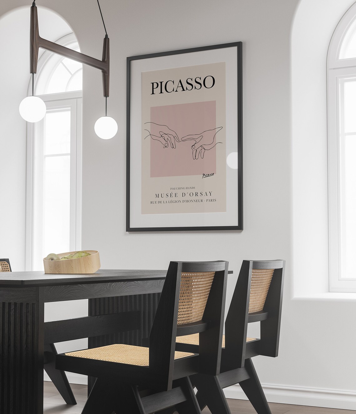 Picasso Touching Hands Vintage Line Art Poster - Image 3