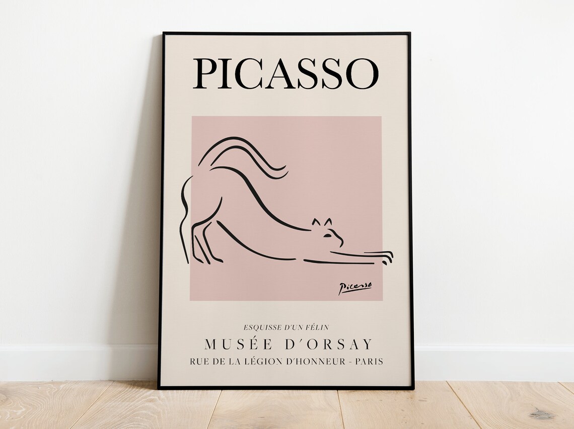 Picasso The Cat Vintage Line Art Poster
