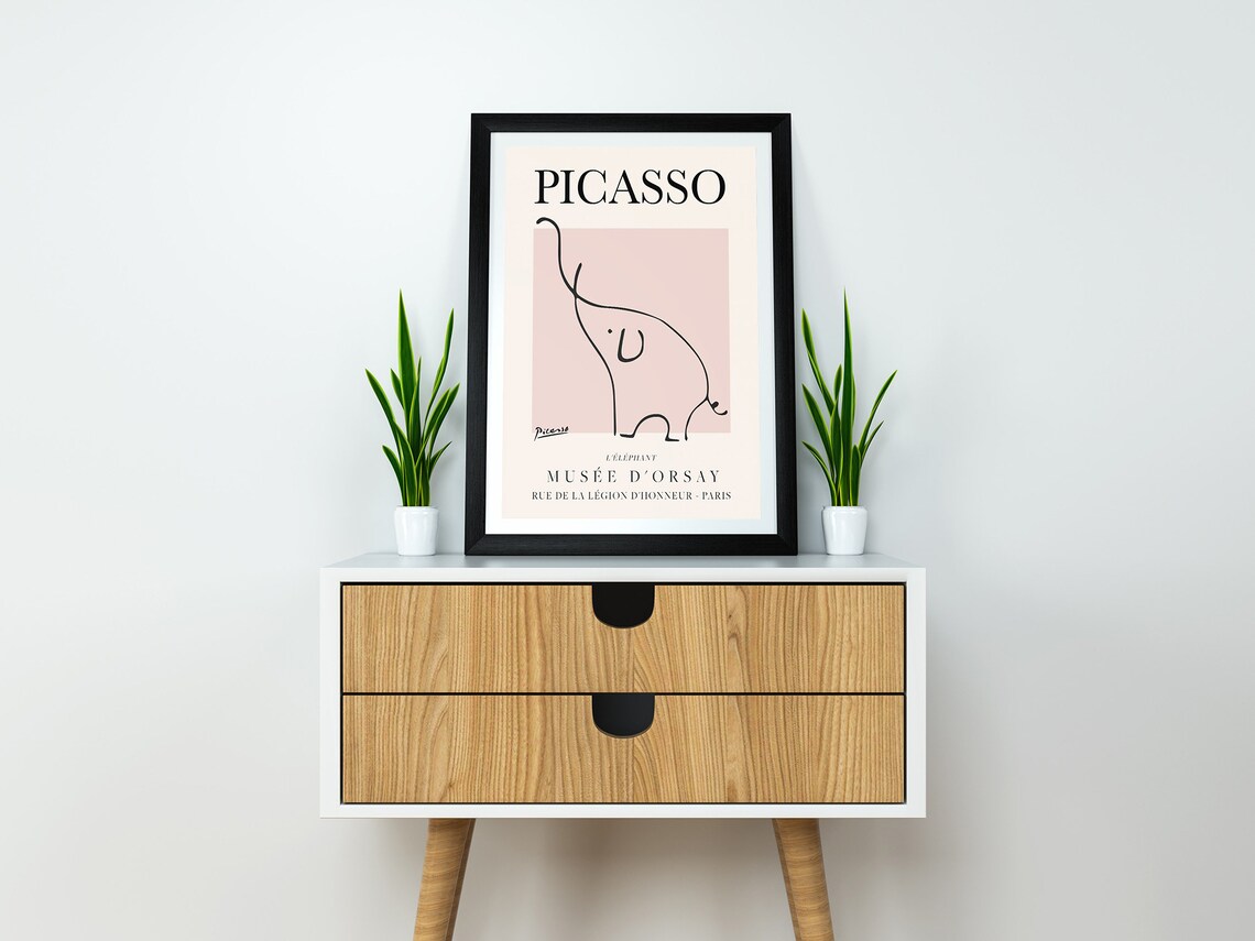 Picasso Elephant Vintage Line Art Poster Print - Image 2