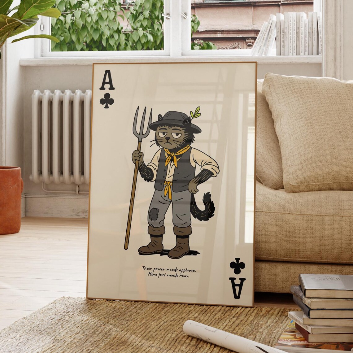 Ace Of Clubs Farmer Cat Funny Playing Card Humor Gift Poster