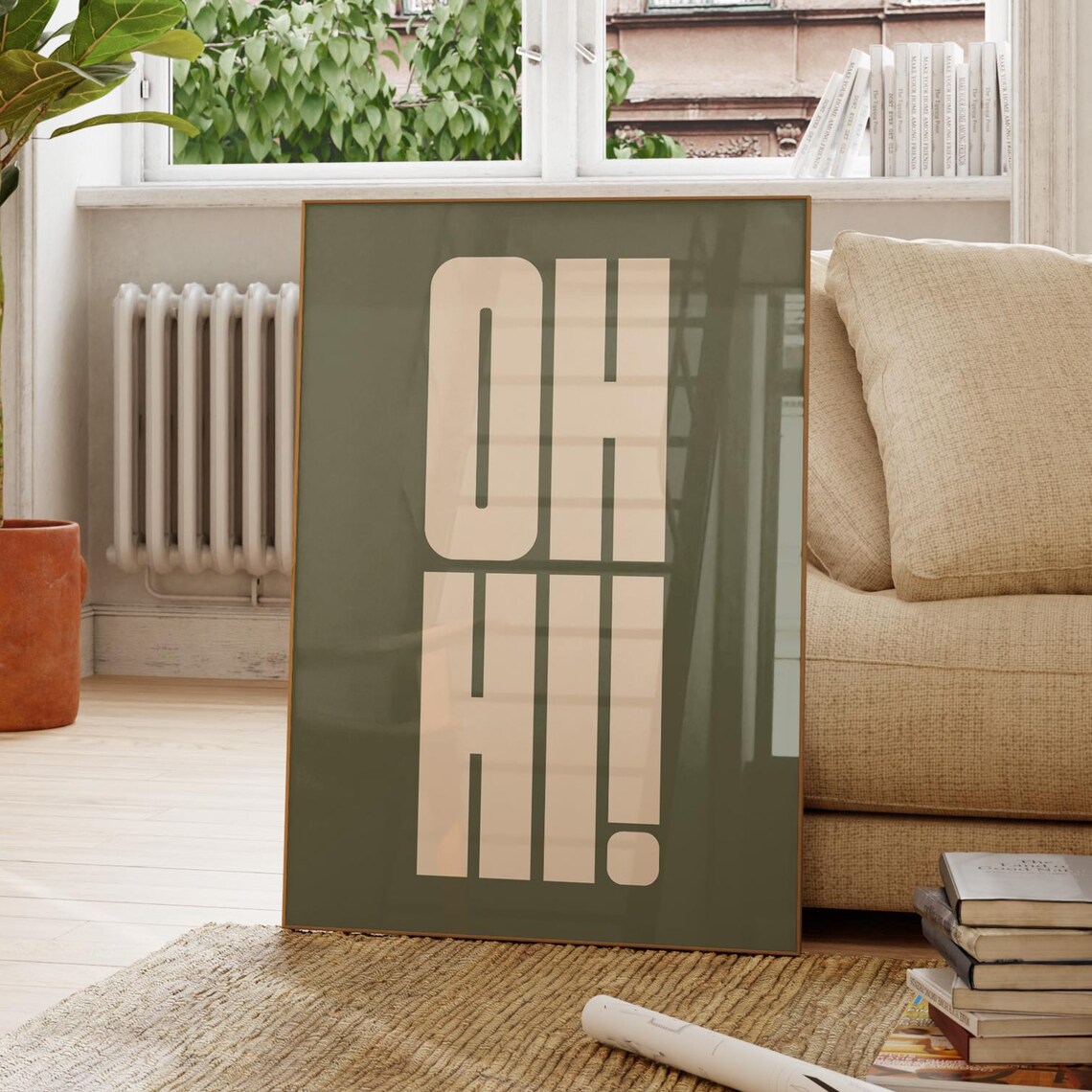 Oh Hi Minimalist Greeting Poster, Modern Typography
