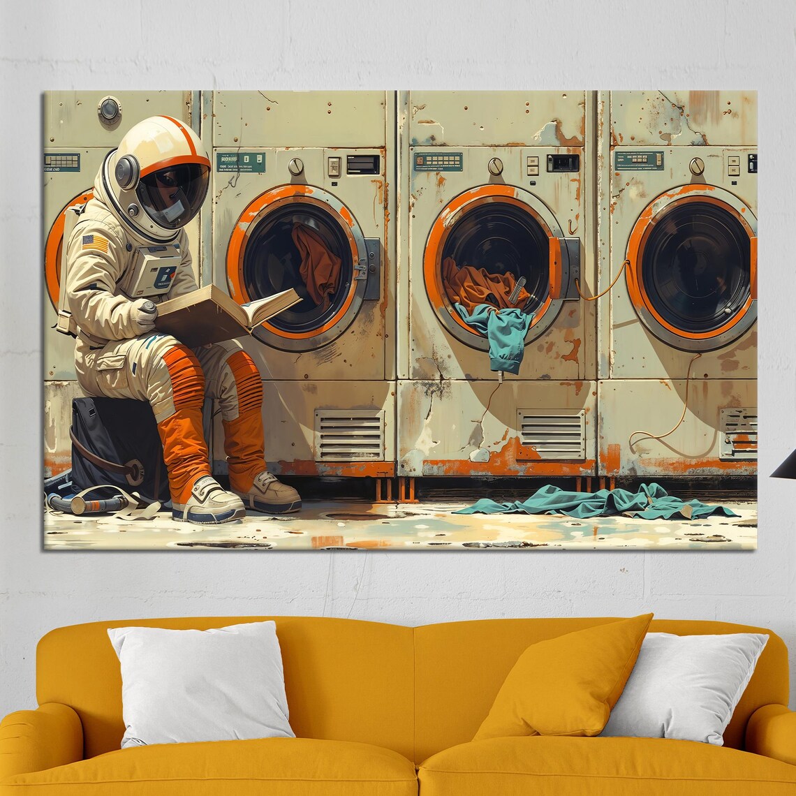 Surreal Astronaut Laundry Room Art Print