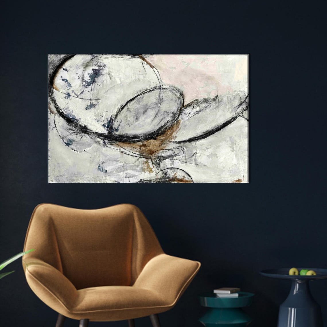 Abstract Gray Canvas Print Modern Bedroom Wall Art