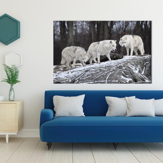 Three Wolfs Wall Art Wolf Artwork Farmhouse Animal Hanging Baby Girl Gift Personalized