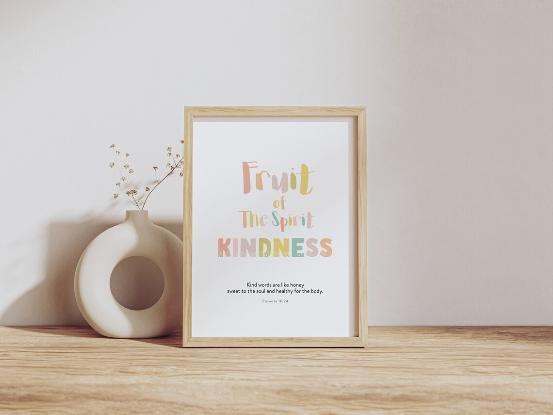 Fruit Of The Spirit Kindness Colorful Kids Nursery Verse Poster - Image 2