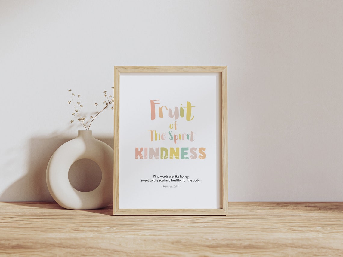 Fruit Of The Spirit Kindness Kids Nursery Room Wall Art Galatians 522 Christian Kids Nursery Church Sunday School - Image 2