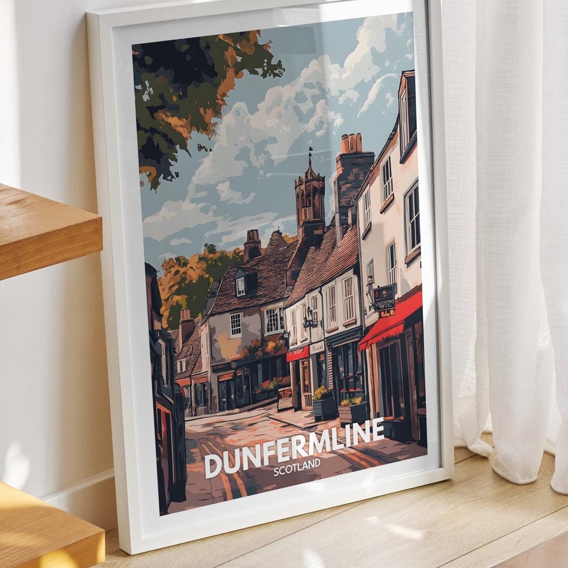 Dunfermline Travel Print Scotland Dunfermline Travel Poster Scotland Travel Poster United Kingdom Wall Art Scottish Art Decor