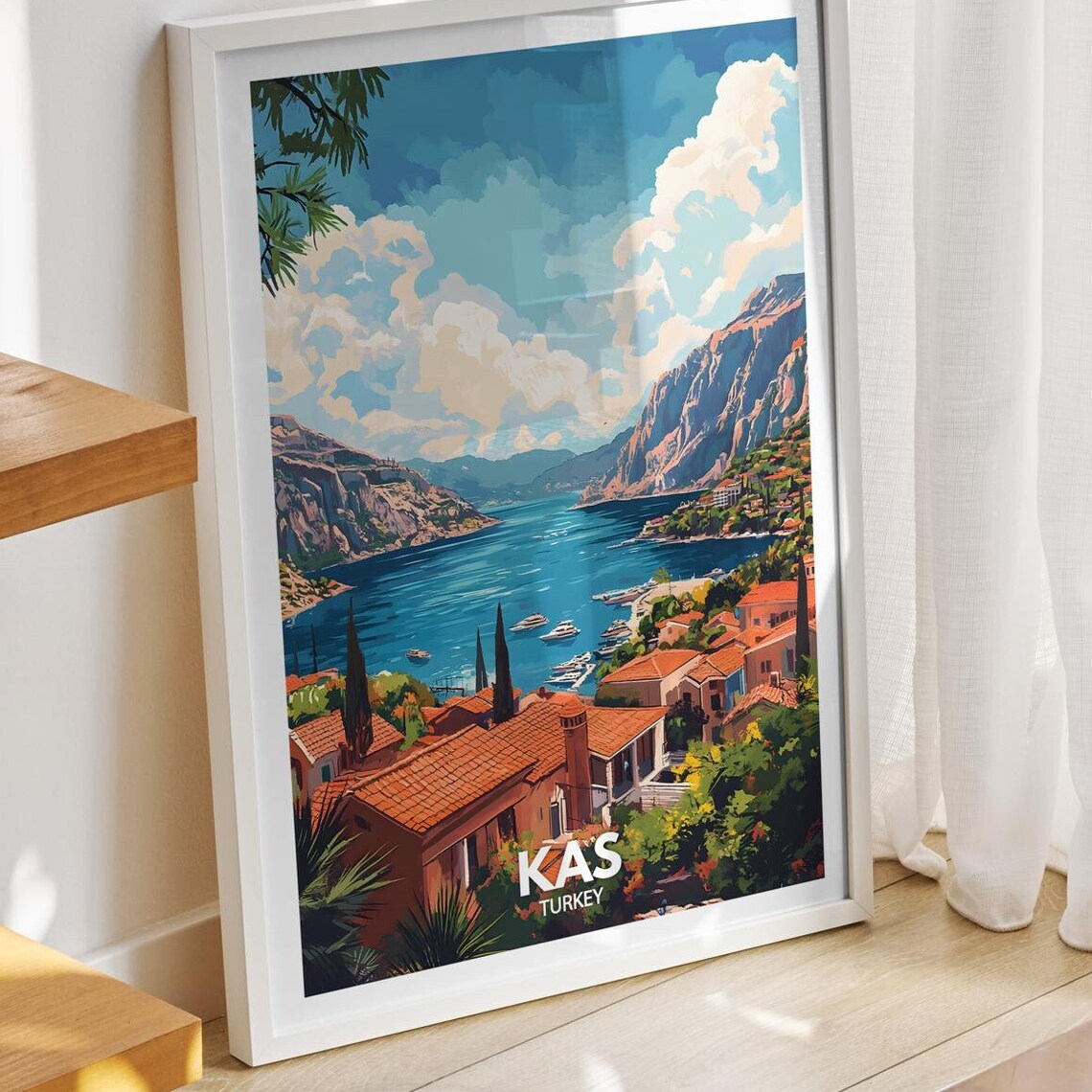 Kas Travel Print Turkey Kas Travel Poster Turkey Travel Poster Turkey Cityscape Wall Art Unique City Art Decor
