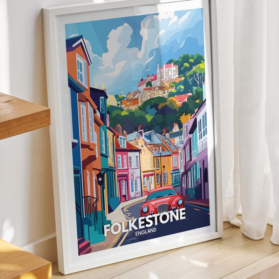 Folkestone Travel Print England Folkestone Travel Poster England Travel Poster United Kingdom Wall Art British Art Decor