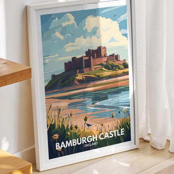 Bamburgh Castle Print England Bamburgh Castle Poster England Travel Art Poster United Kingdom Wall Art England Art Decor