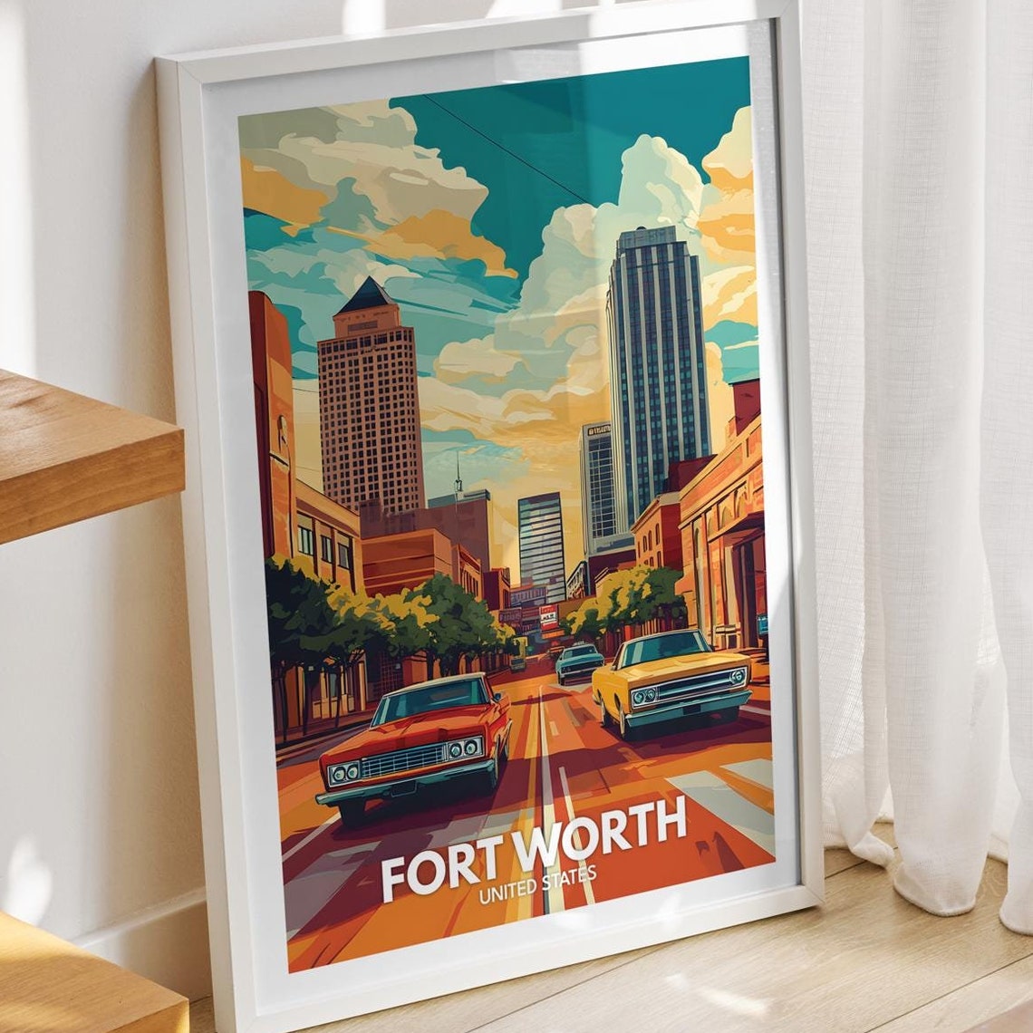 Fort Worth Travel Print United States Fort Worth Travel Poster United States Travel Poster United States Cityscape Wall Art City Decor