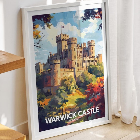 Warwick Castle Print England Warwick Castle Poster England Travel Art Poster United Kingdom Wall Art England Art Decor