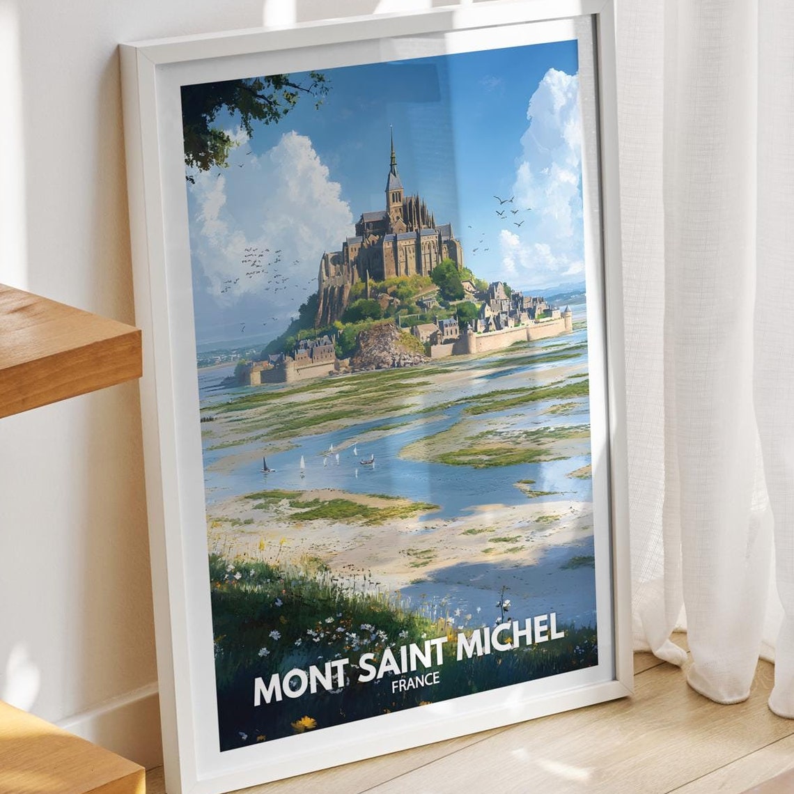 Mont Saint Michel Print France Mont Saint Michel Poster France Travel Art Poster France Wall Art Decor