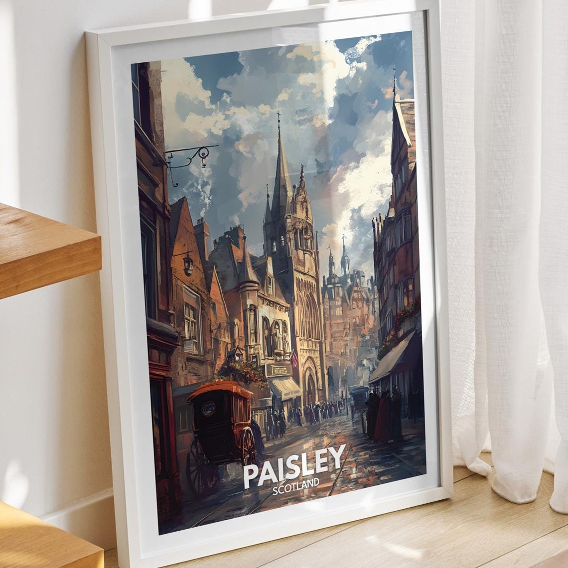 Paisley Travel Print Scotland Paisley Travel Poster Scotland Travel Poster United Kingdom Wall Art Scottish Art Decor
