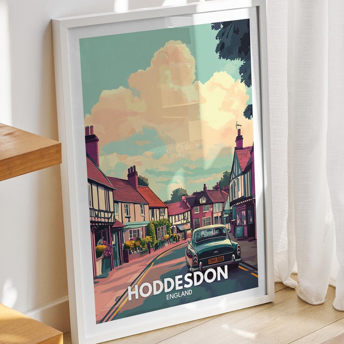 Hoddesdon Travel Print England Hoddesdon Travel Poster England Travel Poster United Kingdom Wall Art British Art Decor