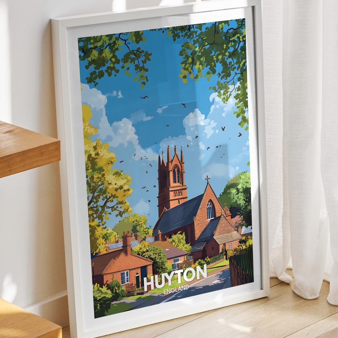 Huyton Travel Print England Huyton Travel Poster England Travel Poster United Kingdom Wall Art British Art Decor