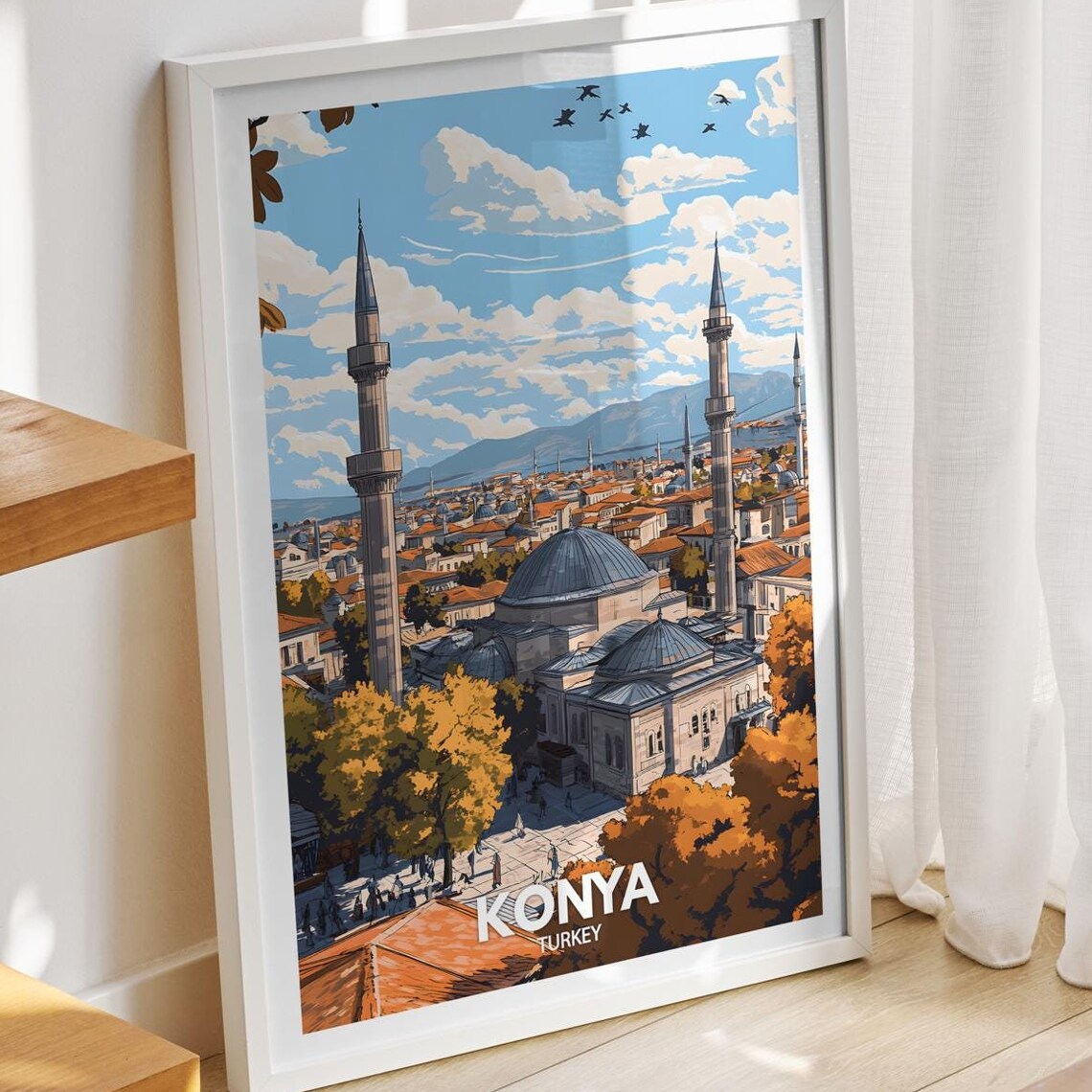 Konya Travel Print Turkey Konya Travel Poster Turkey Travel Poster Turkey Cityscape Wall Art Unique City Art Decor