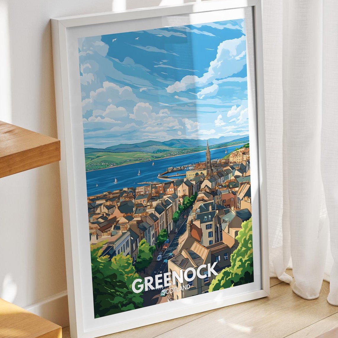 Greenock Travel Print Scotland Greenock Travel Poster Scotland Travel Poster United Kingdom Wall Art Scottish Art Decor