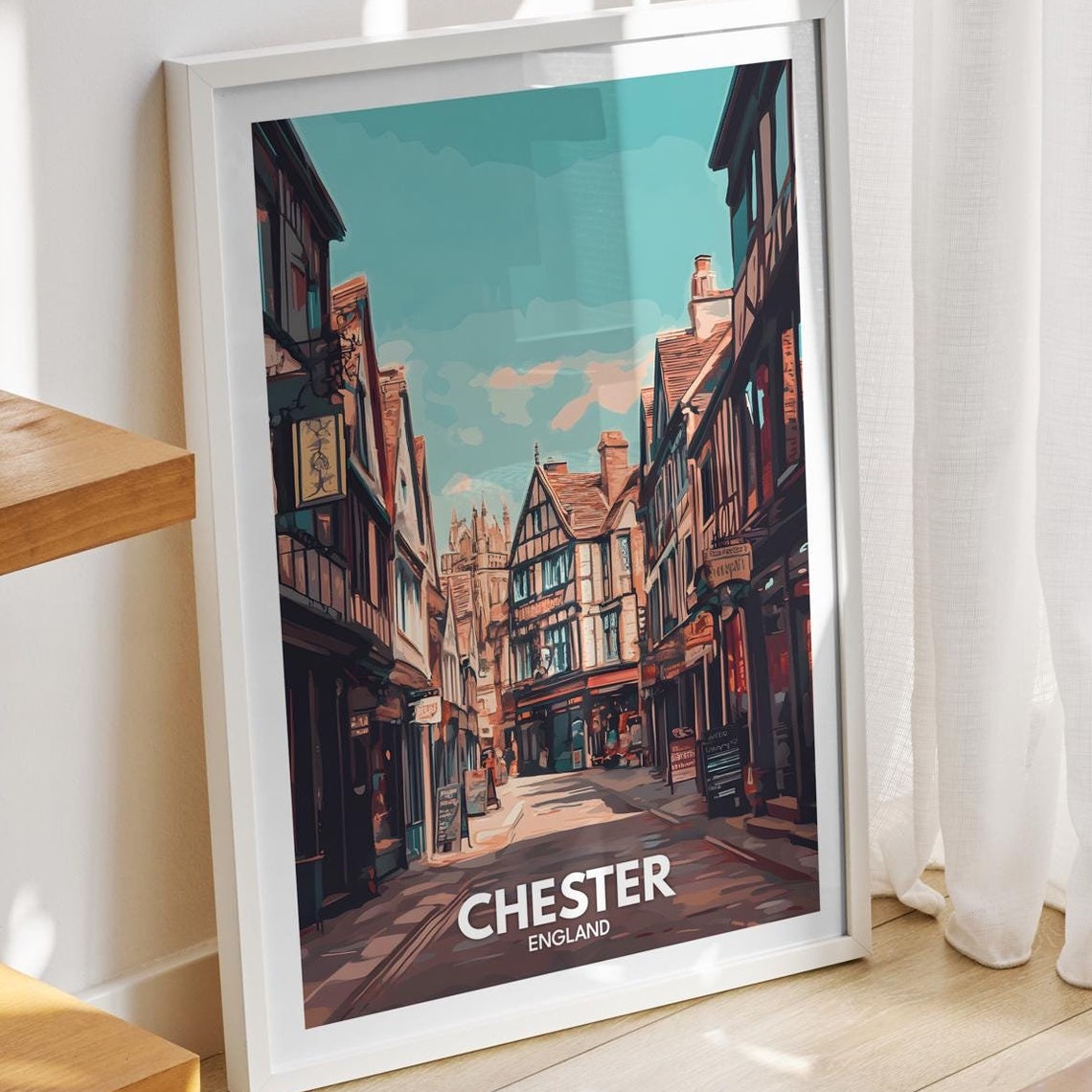 Chester Travel Print England Chester Travel Poster England Travel Poster United Kingdom Wall Art English Art Decor