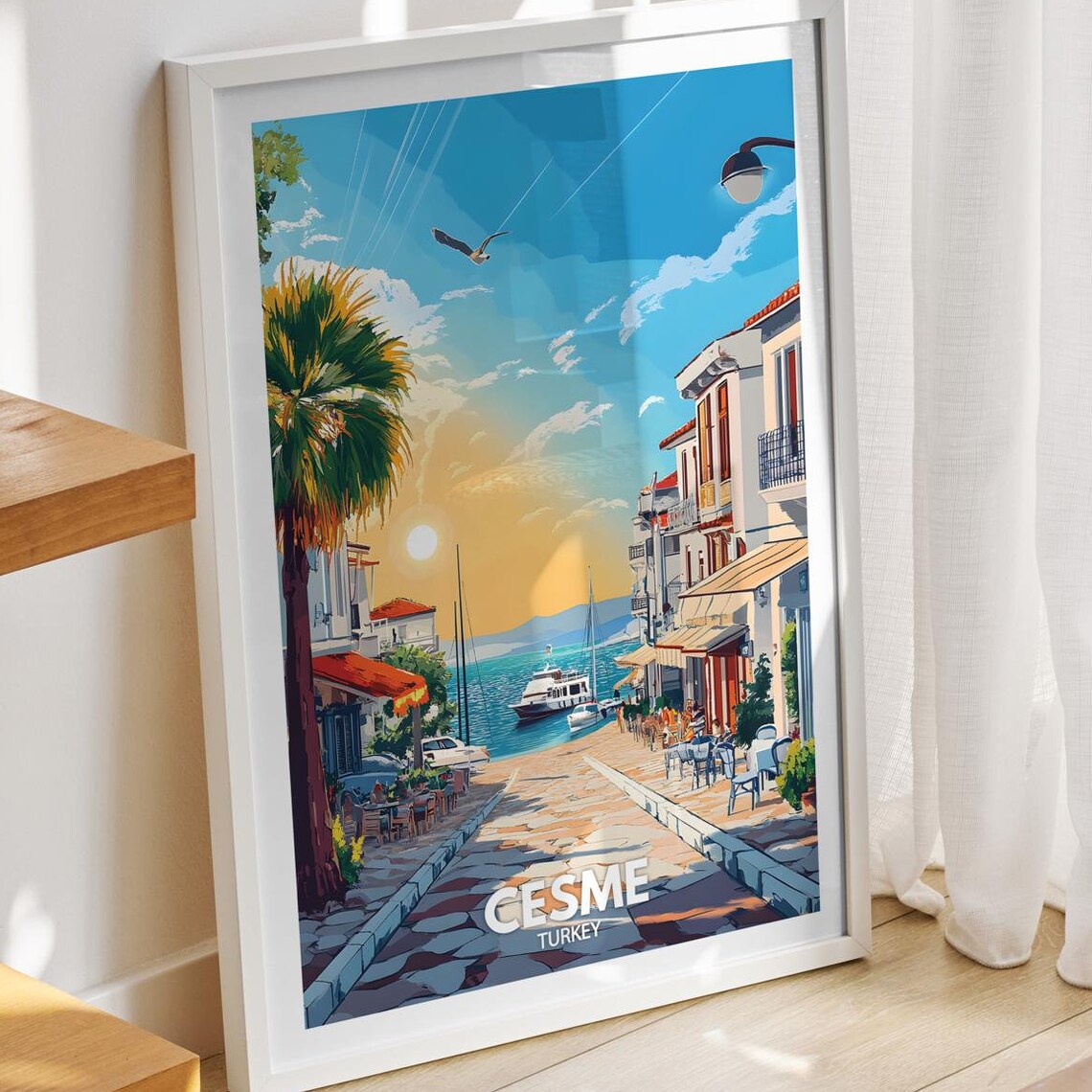 Cesme Travel Print Turkey Cesme Travel Poster Turkey Travel Poster Turkey Cityscape Wall Art Unique City Art Decor