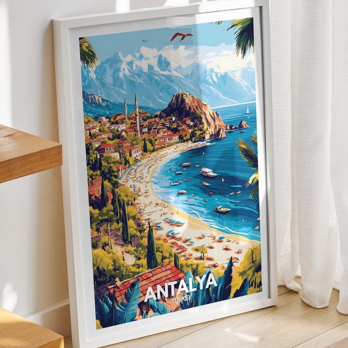 Antalya Travel Print Turkey Antalya Travel Poster Turkey Travel Poster Turkey Cityscape Wall Art Unique City Art Decor