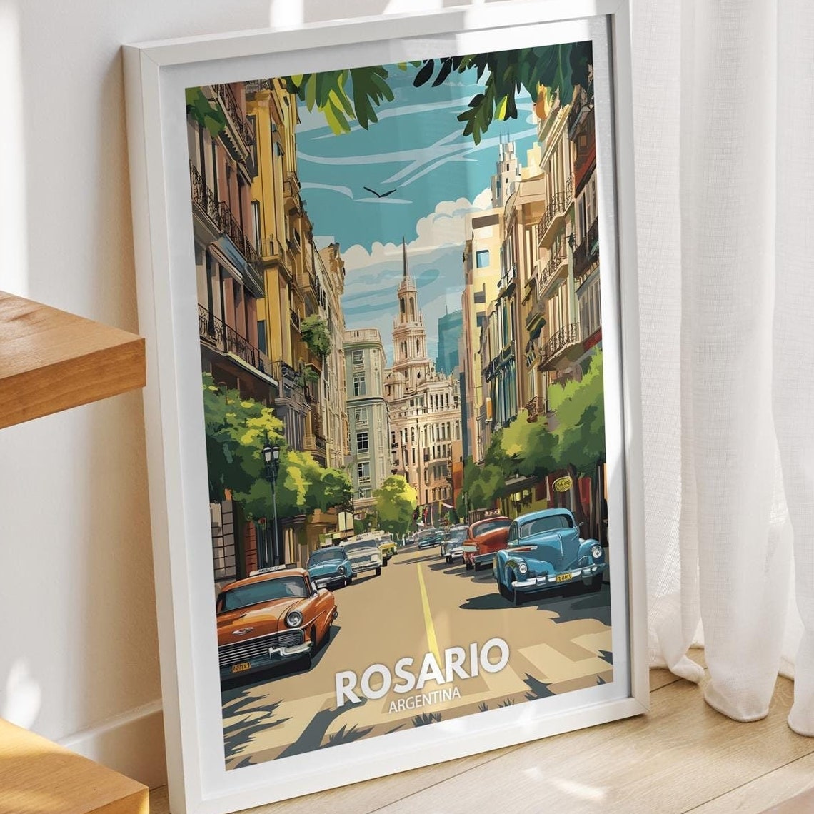 Rosario Travel Print Argentina Rosario Travel Poster Argentina Travel Poster Argentina Cityscape Wall Art Unique City Art Decor